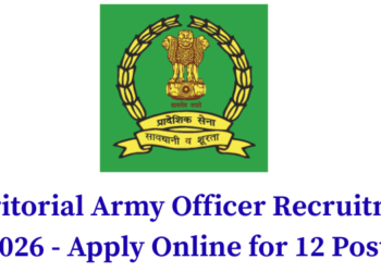 Territorial Army Officer Recruitment 2026 - Apply Online for 12 Posts